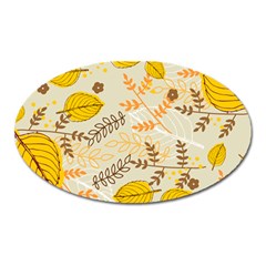 Leaves Flowers Background Wallpaper Oval Magnet by Ravend