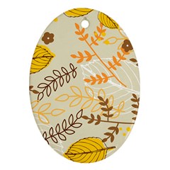 Leaves Flowers Background Wallpaper Oval Ornament (two Sides)