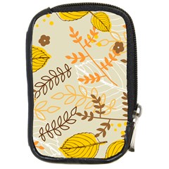 Leaves Flowers Background Wallpaper Compact Camera Leather Case