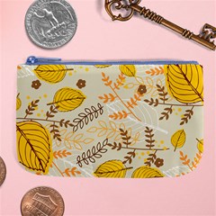 Leaves Flowers Background Wallpaper Large Coin Purse by Ravend