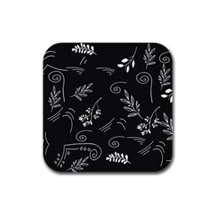 Leaves Doodle Digital Paper Foliage Rubber Square Coaster (4 Pack) by Ravend