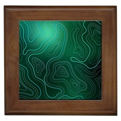 Green Line Shape Stripe Corolla Framed Tile by Ravend