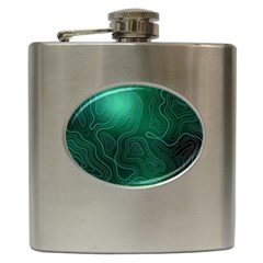 Green Line Shape Stripe Corolla Hip Flask (6 Oz) by Ravend