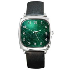 Green Line Shape Stripe Corolla Square Metal Watch by Ravend