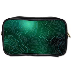 Green Line Shape Stripe Corolla Toiletries Bag (two Sides) by Ravend