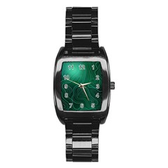 Green Line Shape Stripe Corolla Stainless Steel Barrel Watch by Ravend