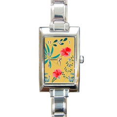 Nature Floral Flower Petal Leaves Leaf Plant Rectangle Italian Charm Watch by Ravend