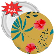 Nature Floral Flower Petal Leaves Leaf Plant 3  Buttons (100 Pack)  by Ravend