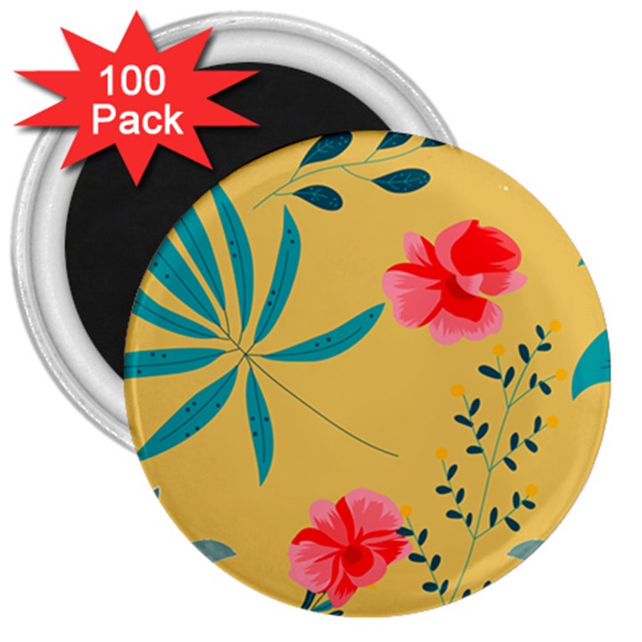 Nature Floral Flower Petal Leaves Leaf Plant 3  Magnets (100 pack)