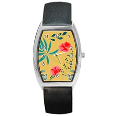 Nature Floral Flower Petal Leaves Leaf Plant Barrel Style Metal Watch by Ravend