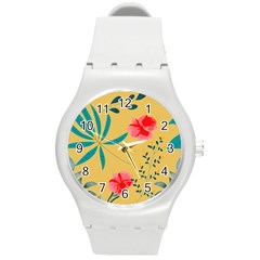 Nature Floral Flower Petal Leaves Leaf Plant Round Plastic Sport Watch (m) by Ravend