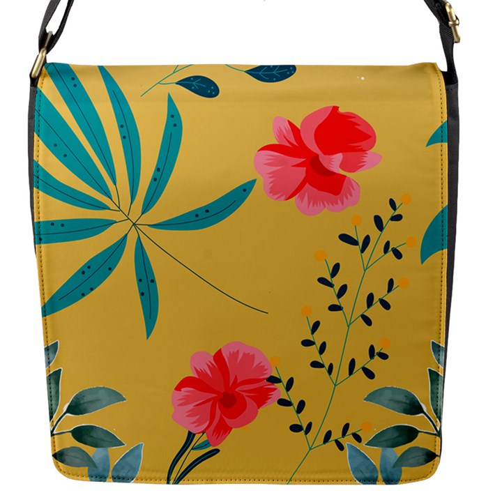 Nature Floral Flower Petal Leaves Leaf Plant Flap Closure Messenger Bag (S)