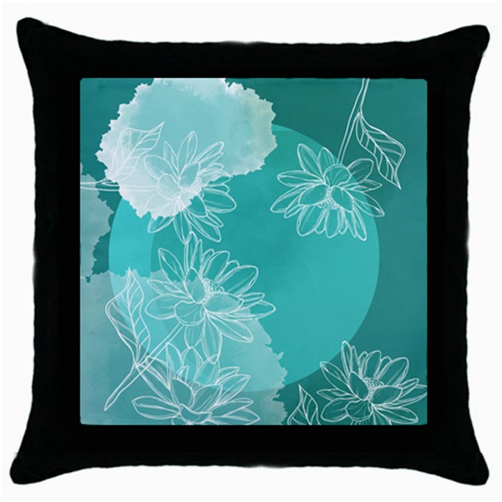 Flower Floral Design Background Throw Pillow Case (Black)