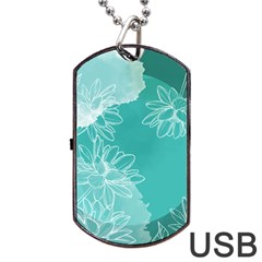 Flower Floral Design Background Dog Tag Usb Flash (one Side) by Ravend