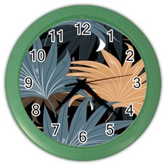 Leaves Background Digital Paper Color Wall Clock by Ravend