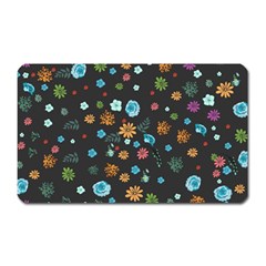 Floral Flower Leaves Background Floral Magnet (rectangular) by Ravend