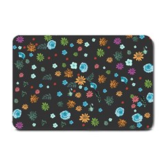 Floral Flower Leaves Background Floral Small Doormat  by Ravend