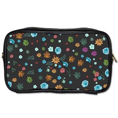 Floral Flower Leaves Background Floral Toiletries Bag (two Sides) by Ravend