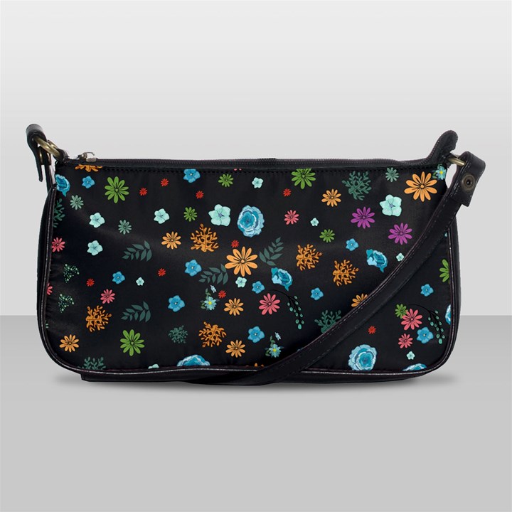 Floral Flower Leaves Background Floral Shoulder Clutch Bag