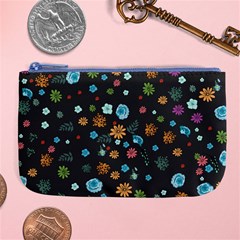 Floral Flower Leaves Background Floral Large Coin Purse by Ravend