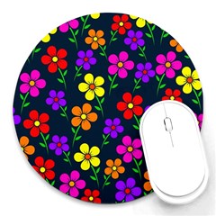 Background Flower Floral Bloom Round Mousepads