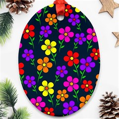 Background Flower Floral Bloom Ornament (Oval)