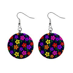 Background Flower Floral Bloom Mini Button Earrings