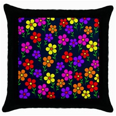 Background Flower Floral Bloom Throw Pillow Case (Black)