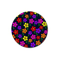 Background Flower Floral Bloom Rubber Coaster (Round)