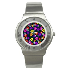 Background Flower Floral Bloom Stainless Steel Watch