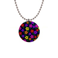 Background Flower Floral Bloom 1  Button Necklace