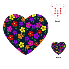 Background Flower Floral Bloom Playing Cards Single Design (heart) by Ravend