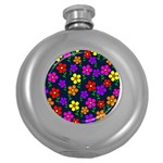 Background Flower Floral Bloom Round Hip Flask (5 oz) Front