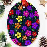 Background Flower Floral Bloom Oval Ornament (Two Sides) Back