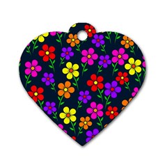 Background Flower Floral Bloom Dog Tag Heart (One Side)