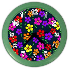 Background Flower Floral Bloom Color Wall Clock