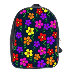 Background Flower Floral Bloom School Bag (Large)