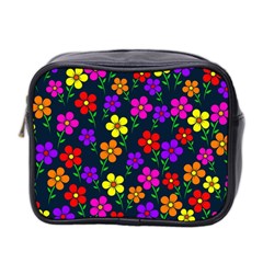 Background Flower Floral Bloom Mini Toiletries Bag (Two Sides)