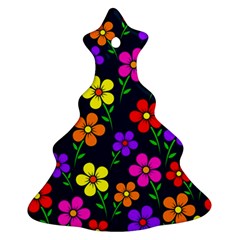 Background Flower Floral Bloom Christmas Tree Ornament (two Sides) by Ravend