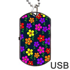 Background Flower Floral Bloom Dog Tag USB Flash (One Side)