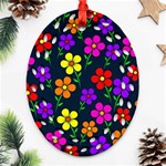 Background Flower Floral Bloom Ornament (Oval Filigree) Front