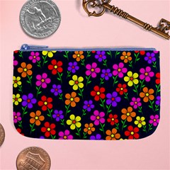 Background Flower Floral Bloom Large Coin Purse