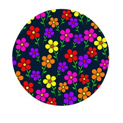 Background Flower Floral Bloom Mini Round Pill Box by Ravend