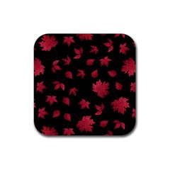 Red Autumn Leaves Autumn Forest Rubber Coaster (square) by Ravend