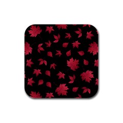 Red Autumn Leaves Autumn Forest Rubber Square Coaster (4 Pack) by Ravend