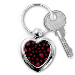 Red Autumn Leaves Autumn Forest Key Chain (heart) by Ravend