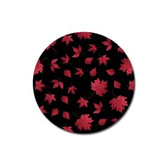 Red Autumn Leaves Autumn Forest Magnet 3  (round) by Ravend