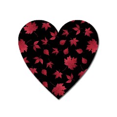 Red Autumn Leaves Autumn Forest Heart Magnet by Ravend