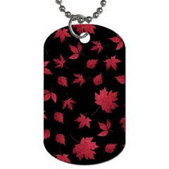 Red Autumn Leaves Autumn Forest Dog Tag (one Side) by Ravend