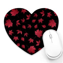 Red Autumn Leaves Autumn Forest Heart Mousepads by Ravend